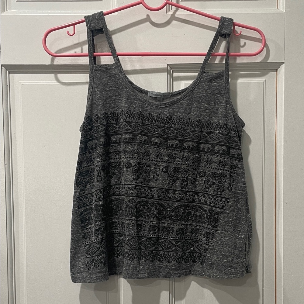 Charlotte Russe Charcoal Patterned Tank Top